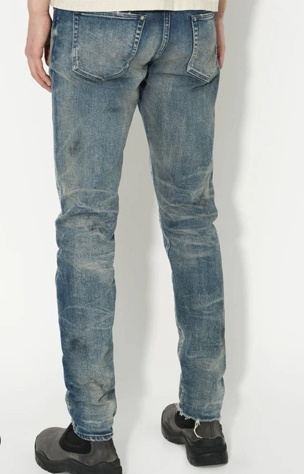 Denim envejecido John Elliott Cast 2 Hillcrest hecho en Japón talla 34x32 nuevo sin etiquetas $598 Foto 4 de 4