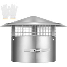 8" Cone Top Chimney Cap w/ Screen, Adjustable Round Roof Rain Chimney Cover
