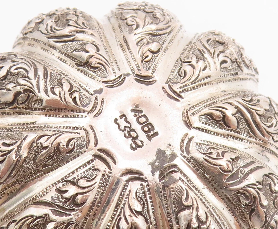 Caja de baratija vintage de plata de ley 925 grabada sólida con forma de calabaza floral TR4061 Foto 4 de 4