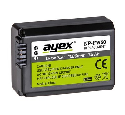 ayex NP-FW50 Akku für Sony Alpha a7 a7II a7R a7Rii a7S NEX 7 6 5 uvm.