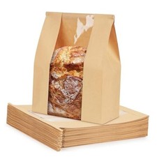 Pack Paper Bread Bags with Tabs for Homemade Sourdough, Large Bakery Bags 50