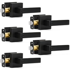 5 Pack Matte Black Door Handles Privacy Door Levers, Keyless Interior Door Kn...