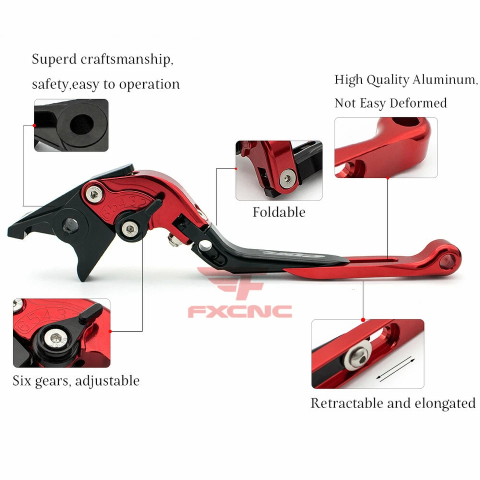 For Honda CBR1000RR/FIREBLADE/SP 2008-2021 2018 Brake Clutch Levers CNC Logo Red - Image 4 of 4