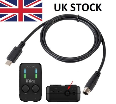 USB-C auf Mini-DIN Kabel für IK Multimedia iRig Series HD MIDI 2 Stream Pro Duo