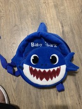 Baby Shark Blue Daddy Shark Two Zipper Plush Toddler Mini 10 Back Pack