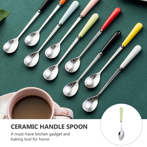 4 Pcs Stainless Steel Spoons Metal Teaspoons Ice Stirring Mixing for Coffee