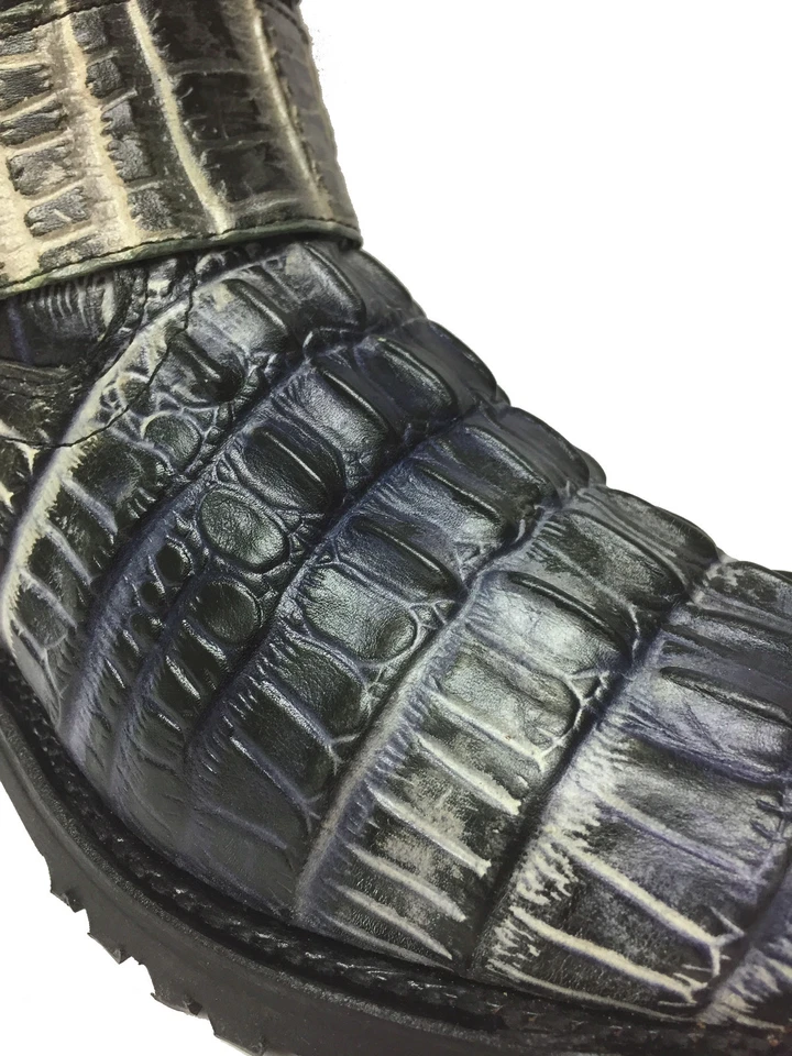 Mens Western Motorcycle Boot Crocodile Alligator Print Leather Multi Tone Size 8 - Image 4 of 4
