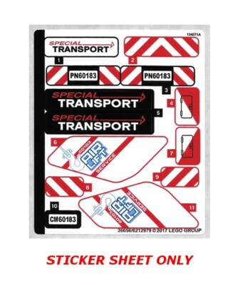 LEGO 60183 - Town: City: Traffic - Heavy Cargo Transport - STICKER