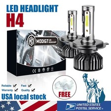 2X H4 9003 LED Headlight Bulbs High Low Beam Conversion Kit 6000K White Aluminum