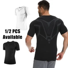 Mens Body Shaper Compression Shirt Slim Belly Control Shapewear Underwear Top US