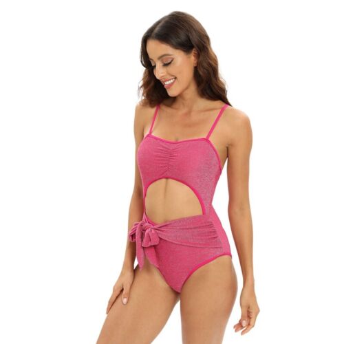 Costume da bagno donna unico pezzo con lacci anteriori tagliati costumi da bagno body da spiaggia - Foto 12 di 15