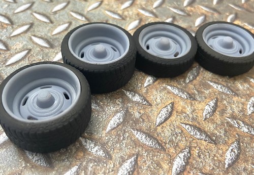 Resin 1/24: 21/20 Scale Inch Chevy Rally Wheels With Wide Rear Tires. 1 ...