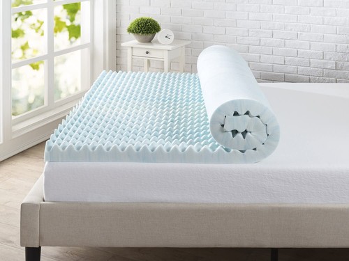 3 Inch Swirl Gel Memory Foam Mattress Topper Air Flow Cooling Pressure Relieving - Picture 3 of 5