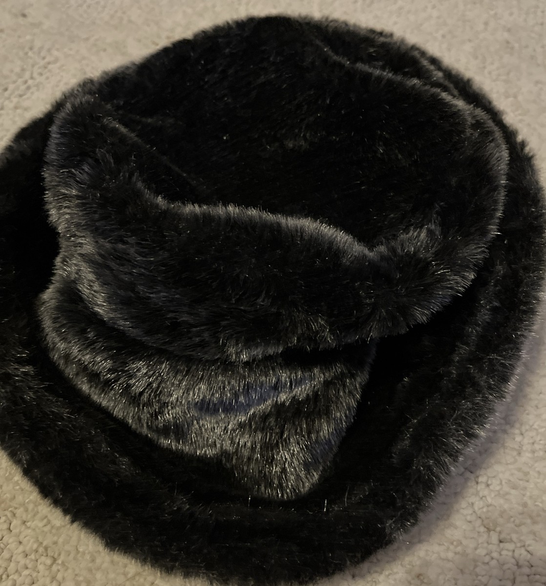 BETMAR New York Faux Fur bucket Hat - Black/Gray | eBay
