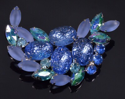 ELSA SCHIAPARELLI BLUE GLASS LAVA ROCKS BROOCH PIN