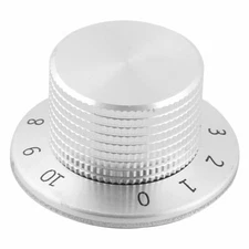 37mm x 15mm Volume Rotary Potentiometer Control Knob Silver Tone w Dial