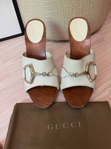 Gucci Horsebit Tachonado Abierto Zueco Tacones Mula Sandalia Zapatos 39 EE. UU. 9 (155131) - Imagen 9 de 12