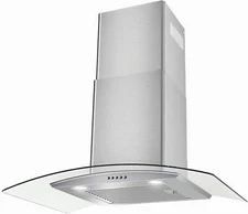 30 inch Wall Mount Range Hood 450CFM Cook Vent Stainless Steel Glass 3-Speed Fan