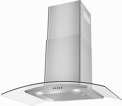 450CFM Kitchen 30 inch Wall Mount Range Hood Vent 3-Speed button Control w/LEDs