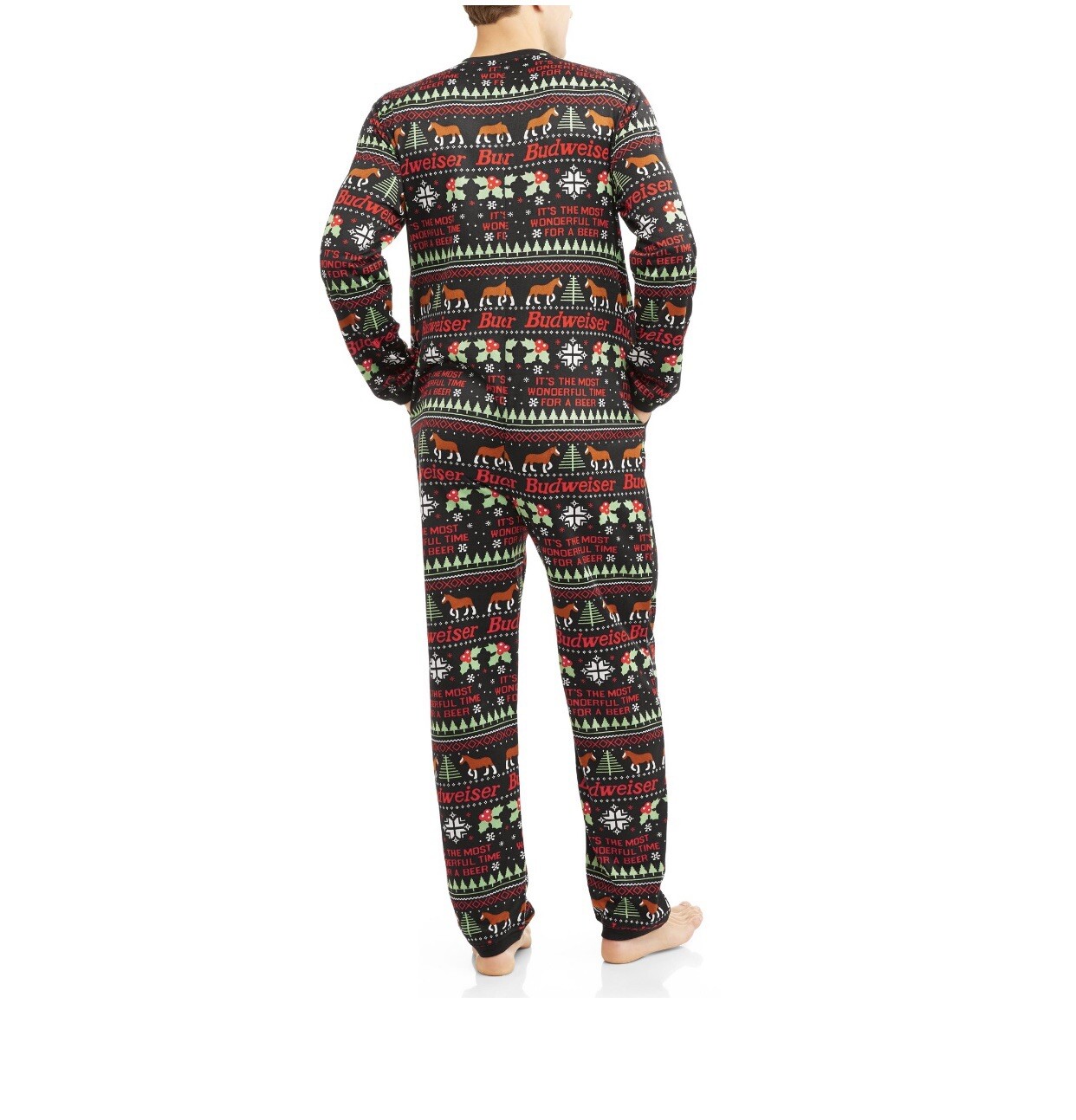 Budweiser Beer Mens Christmas Pajama One Piece Size L… Gem