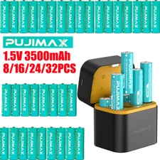 8-32PCS 1.5V AA Li-ion Rechargeable Batteries 3400mWh –Built-in Charger US STOCK