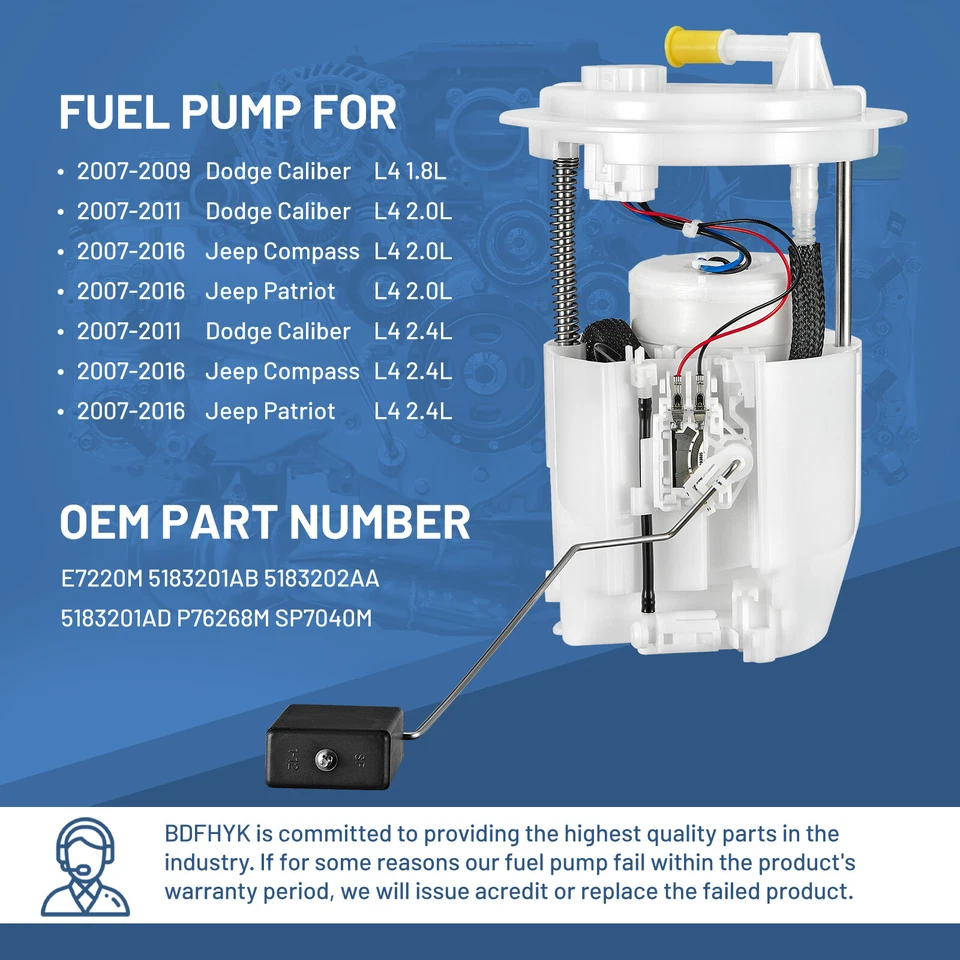 Fuel Pump Assembly For Dodge Caliber Jeep Compass Patriot 2.0 2.4 E7220M SP7078M Foto 3 de 4