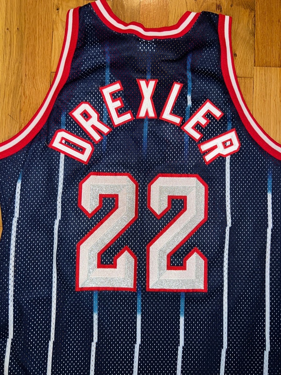 CLYDE DREXLER Champion HOUSTON ROCKETS Authentic Jersey 48 Barkley