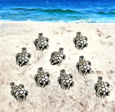 20 pcs Little Sea Turtle Spacer Accent Beads Antiqued Silver 13x9mm Tortoise