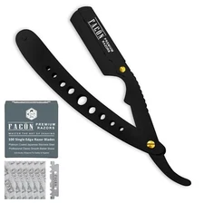 100 BLADES + CLASSIC STAINLESS STEEL STRAIGHT EDGE BARBER RAZOR SALON SHAVETTE