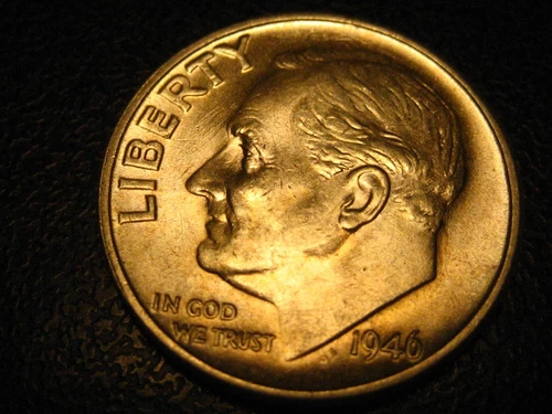 1946-P 90% Silver Roosevelt Head Dime CHOICE BU NORMAL SILVER COLOR     ^^^^^