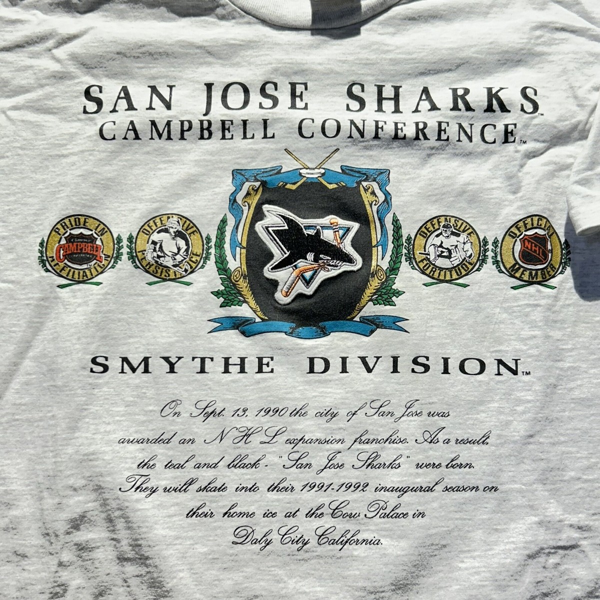 Vintage 90s Made In USA San Jose Sharks Nutmeg Shirt Men