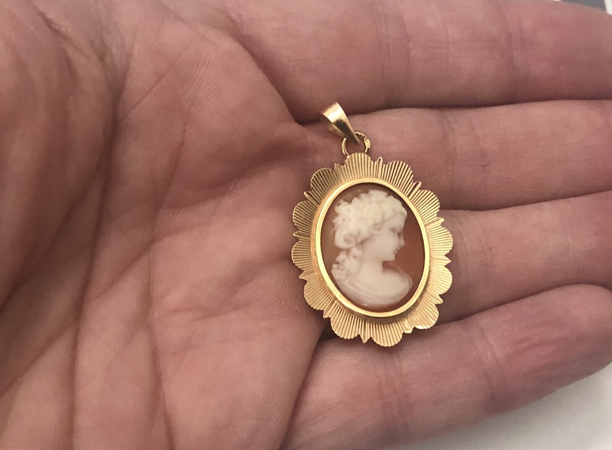 Pendentif Camée Or 18K - Buste De Femme Vintage - 3,70 Grammes