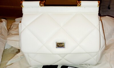 Dolce And Gabbana Mini Sicily Quilted Leather Satchel White