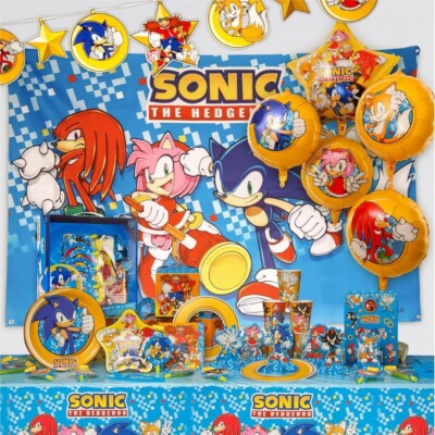 Sonic The Hedgehog Kids Party Theme in a Box Kit 107pcs Balloons Decorations