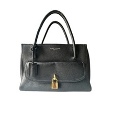 New MARC JACOBS LOCK THAT TOTE Leather Bag CrossBody Designer Purse - Black