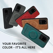 For Samsung Galaxy Note 20 PU Leather Mag safe Magnetic Case Screen Protector