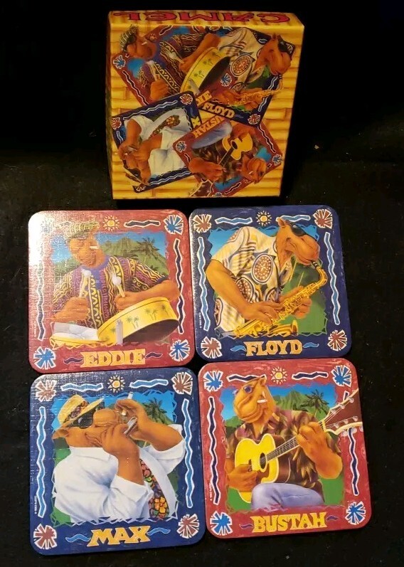 Joe Camel Cigarettes Beach Club Coaster Set cork bottoms