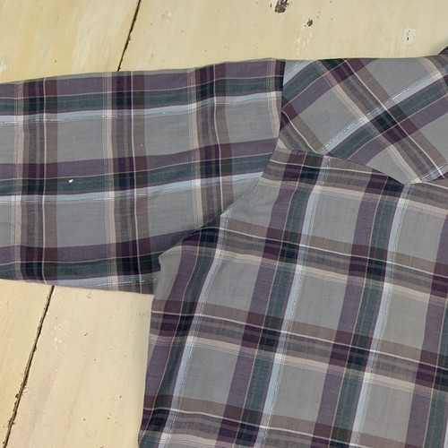 LEVIS - Vtg 70s-80s Purple Metallic Plaid Western Pearl Snap Shirt, Mens MEDIUM - Picture 7 of 12