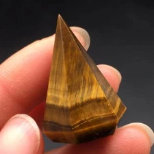 Natural Tiger Eye Stone Quartz Crystal Carved Diamond Shape Decorate Healing 1Pc