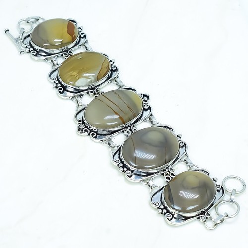 Bracelet Manchette En Argent 925 - Jaspe & Alexandrite - Réglable - Fait Main En Inde
