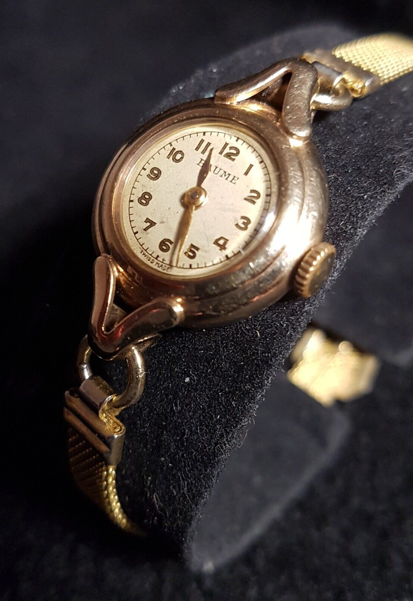 VINTAGE BAUME LADIES 9ct SOLID GOLD DRESS WATCH, ORIGINAL  50`s