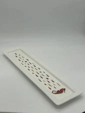 HOM 17”x4” Rectangle Seahorse Serving Platter White w/ Multicolor Fish/Seahorse