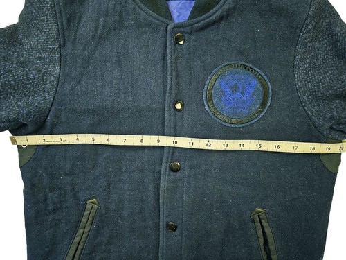*HOT AUTHENTIC Men's DIESEL VARSITY SPORTS BOMBER LINED NAVY Blue WOOL Jacket XS - Picture 14 of 17