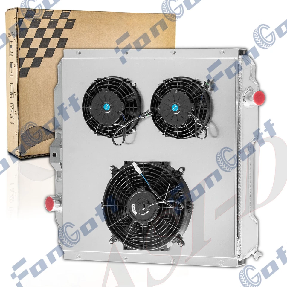 4 Row Aluminum Radiator Shroud Fan fits for 2002 2003 2004 Hummer H1 V8 Engine Foto 2 de 4