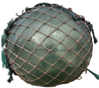 Lg. 11” Vintage JAPANESE Old OCEAN SALVAGE Nautical GLASS Fishing NET FLOAT BALL