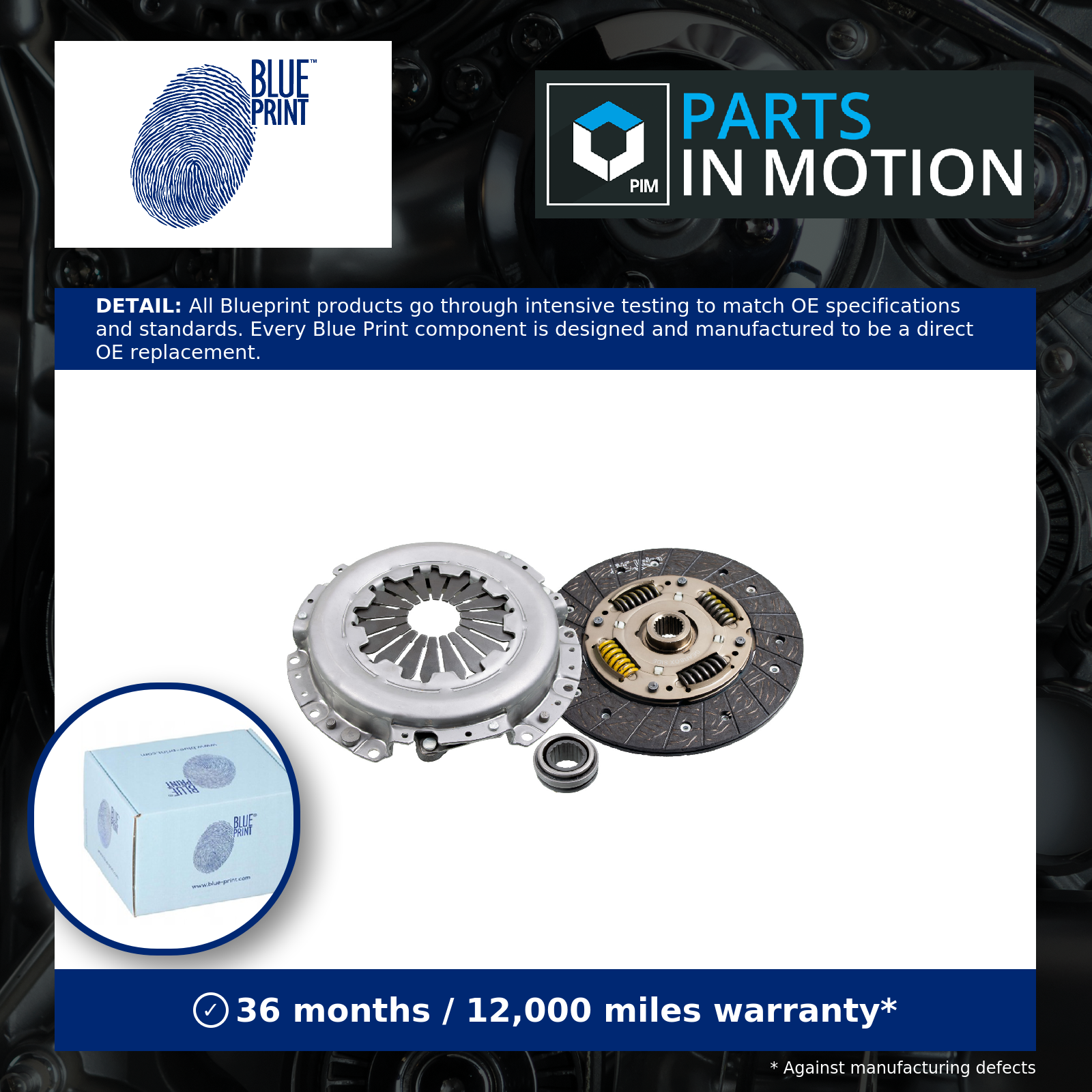 Clutch Kit 3pc (Cover+Plate+Releaser) ADG03053 Blue Print 0K2A116410 0K2A116510A
