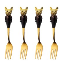 Gold Sturdy Dinner Forks Set of 4,Salad Table Forks Stainless Steel Forks Sil...