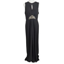 Eliza J Evening Gown Size 12 Black Sleeveless Keyhole Jeweled Empire Maxi Dress
