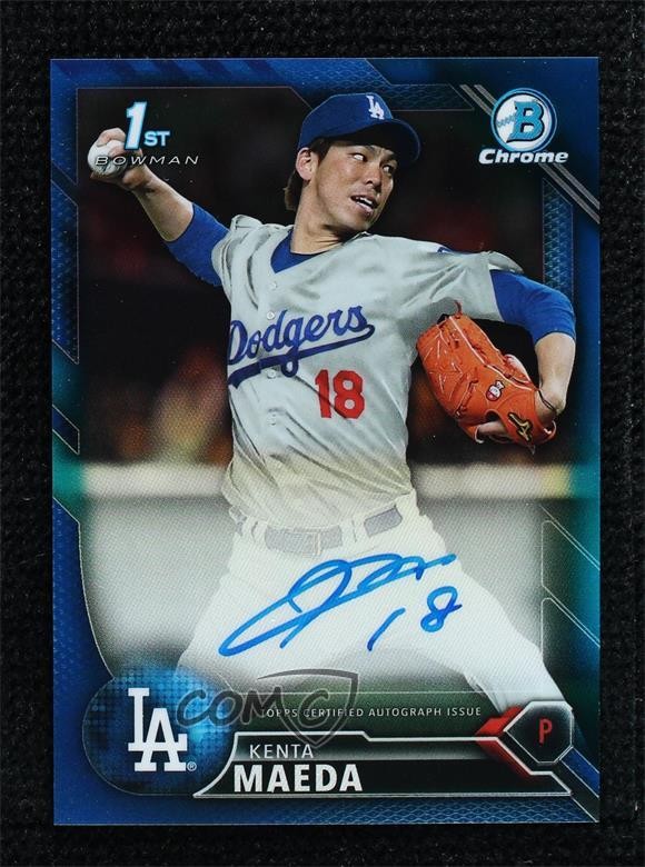 2016 Bowman Chrome Prospect Blue Refractor 89/150 Kenta Maeda Rookie Auto RC 0g4