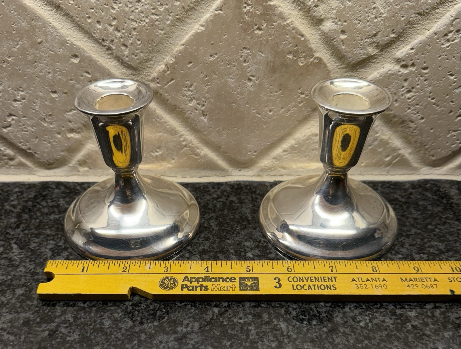 International Silver Company weighted Candlesticks Pair Of 2 Silverplate 4" Tall
